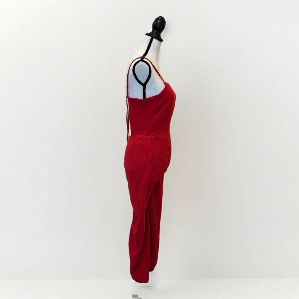 Oak + Fort Jumpsuit Women’s Medium Wide Leg Tie Back Mark On Ankle - Picture 5 of 16